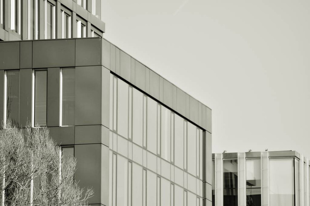 Moderne stad kantoorgebouw de buitenkant. Zwart-wit. - Foto, afbeelding