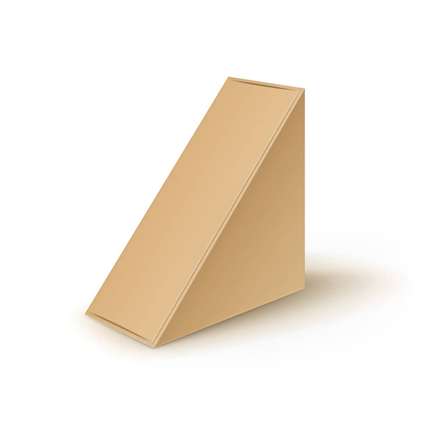 Vector Brown Blank Cardboard Triangle Take Away Boxes Emballage pour sandwich, nourriture, cadeau, autres produits Maquette Fermer Isolé sur fond blanc
 - Vecteur, image