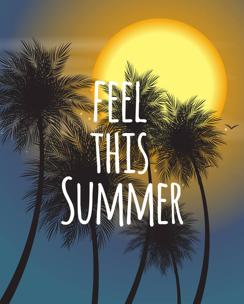 Feel This Summer Natural Palm Background Vector Illustration - Vetor, Imagem