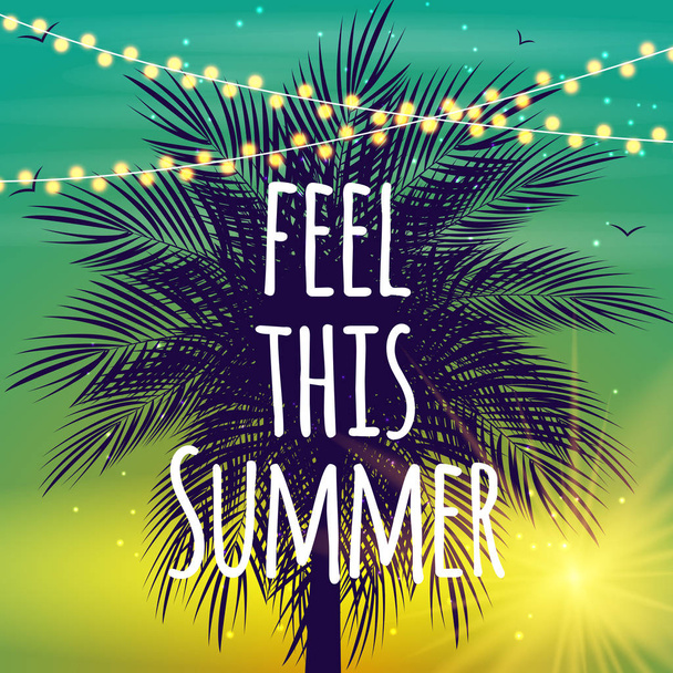 Feel This Summer Natural Palm Background Vector Illustration - Vector, afbeelding
