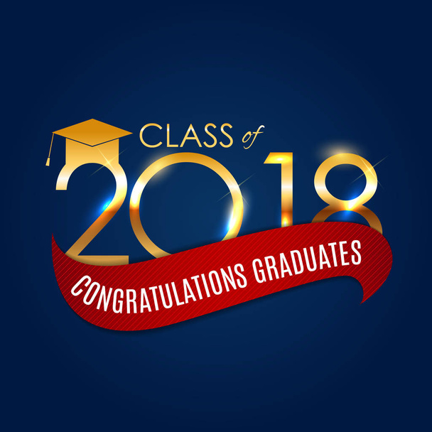 Συγχαρητήρια για την αποφοίτησή κλάσης 2018 φόντο εικονογράφηση φορέα - Διάνυσμα, εικόνα