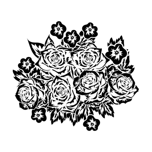 bouquet of flowers monochrome - Vector, imagen