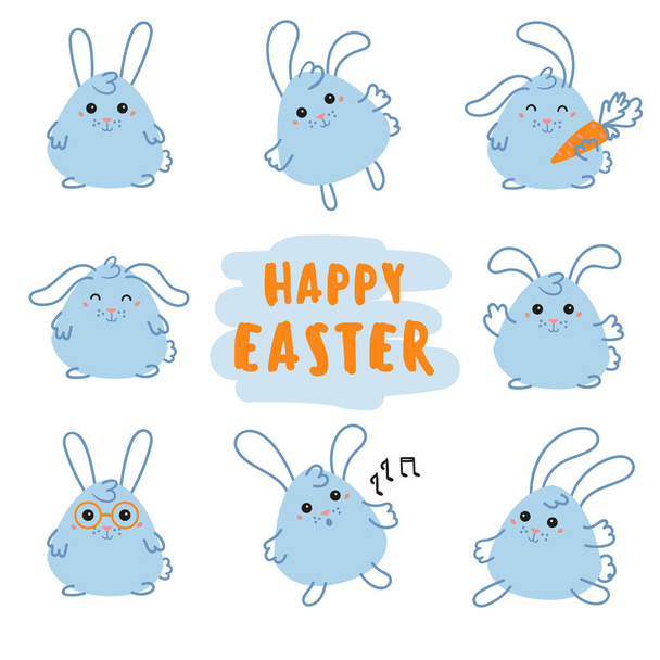 Feliz dia de Páscoa coelho, coelho com cenoura
 - Vetor, Imagem