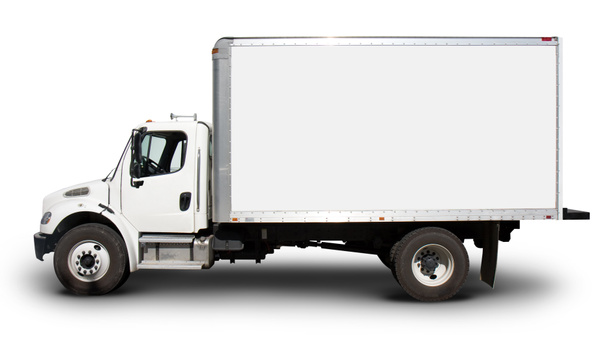 Вид сбоку на белый грузовик
 - Фото, изображение