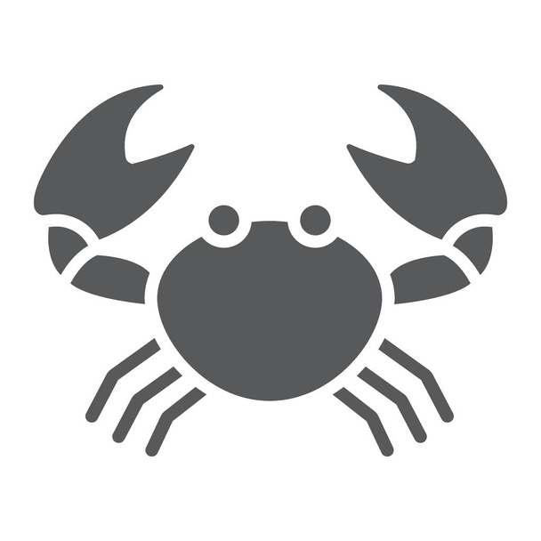 Krabí glyf ikonu, zvířat a pod vodou, vodní znamení vektorové grafiky, solidní vzor na bílém pozadí, eps 10. - Vektor, obrázek