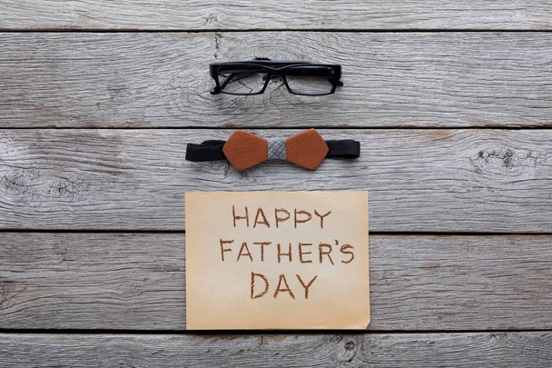 Happy Fathers Day card on rustic wood background - Fotografie, Obrázek