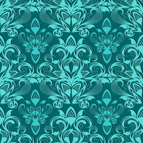 Floral 3d paisley seamless pattern. Vector vintage background - Vector, Imagen