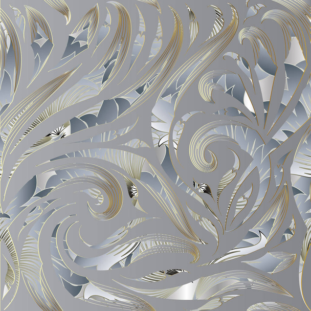 Light floral ornate 3d seamless pattern. Vector vintage  - Vektör, Görsel