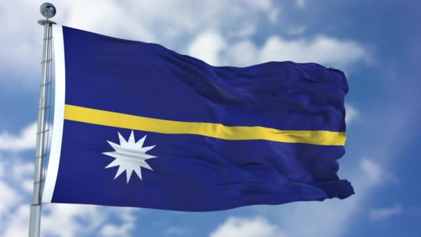 Flaga Nauru w błękitne niebo - Materiał filmowy, wideo