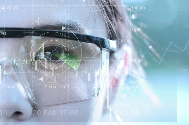 Biometric of a scientist with futuristic graphics. Business visi - Photo, Image