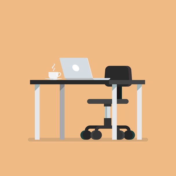 Office desk with chair in flat style - Vector, Image