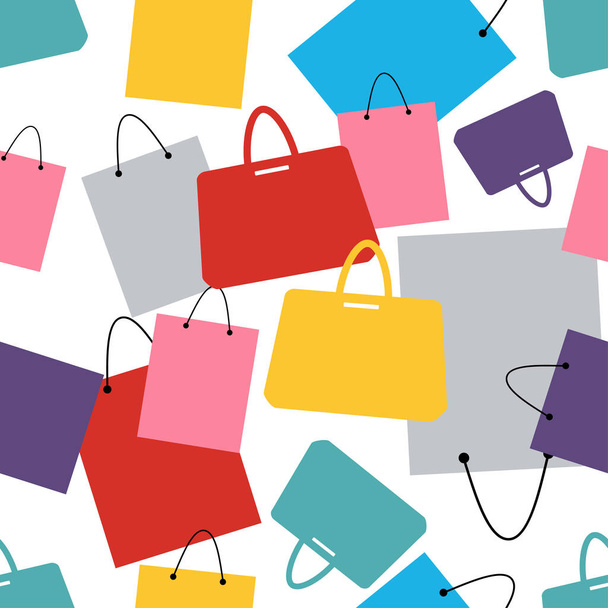 Seamless pattern of shopping bags and fashion handbags - Vector, Image