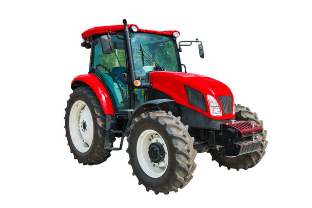 Agricultural tractor isolated on white background, clipping path - Photo, Image