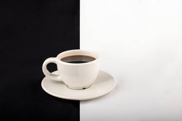White cup of coffee against contrast background - Foto, Imagem