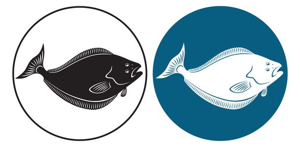 το σχήμα δείχνει το χάλιμπατ ψάρια - Διάνυσμα, εικόνα