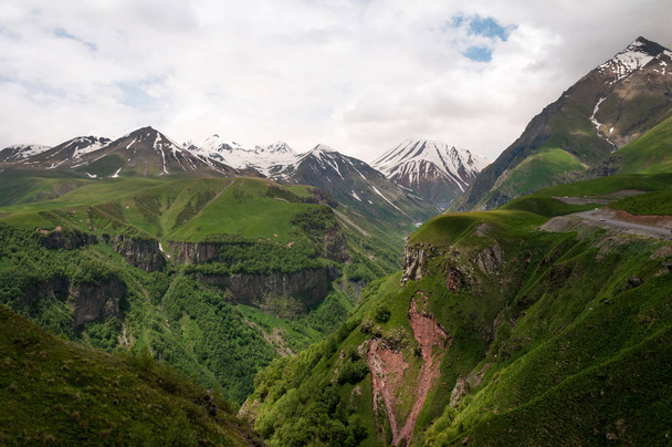 The majestic and beautiful view of Caucasian Mountains in summer time. Gudauri, Georgia. - Foto, imagen