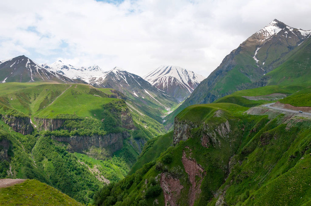 The majestic and beautiful view of Caucasian Mountains in summer time. Gudauri, Georgia. - Foto, imagen