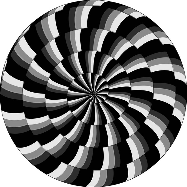 psychedelisches Muster, Schnecke, schwarz-weiße Spirale, optische Illusion - Vektor, Bild