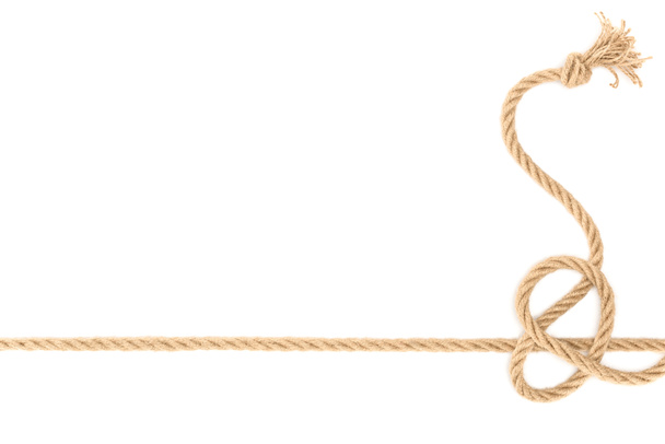 pohled shora námořní lana s uzlem izolované na bílém - Fotografie, Obrázek