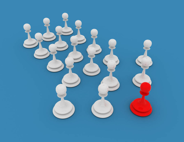 Concetto di leader dei pedoni 3d. concetto di scacchi. Illustrazione resa 3d
 - Foto, immagini