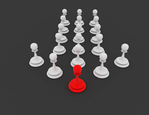 Concetto di leader dei pedoni 3d. concetto di scacchi. Illustrazione resa 3d
 - Foto, immagini