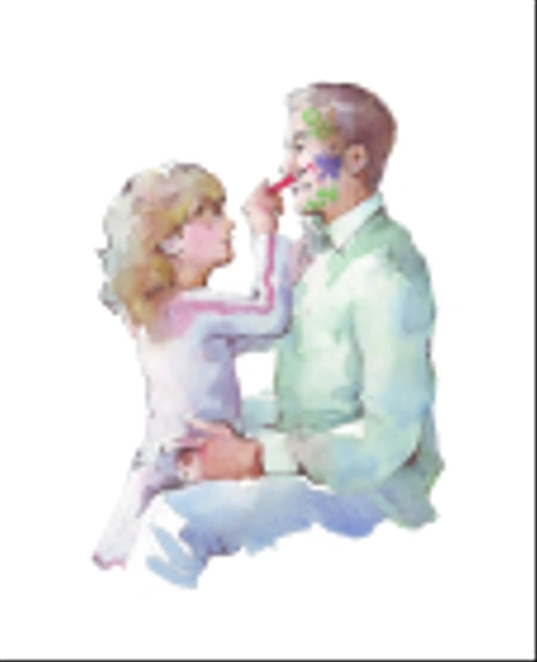 Córka, malowanie na twarz ojców - Zdjęcie, obraz