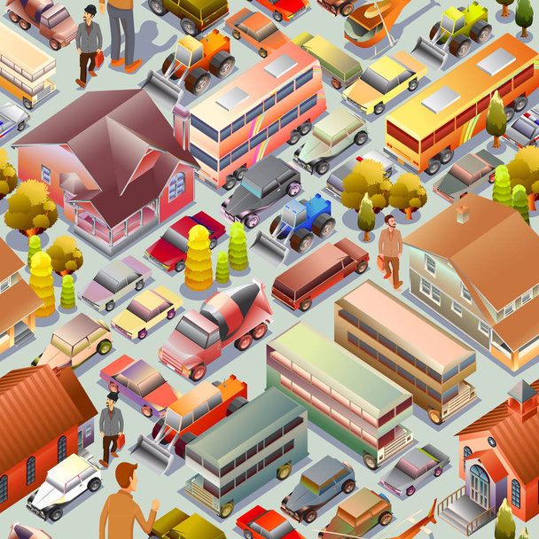 Urban, budynków i pojazdów, miasto, ilustracji wektorowych - Wektor, obraz