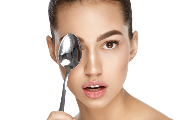 Eye Skin Care. Beautiful Woman With Healthy Skin - Photo, Image