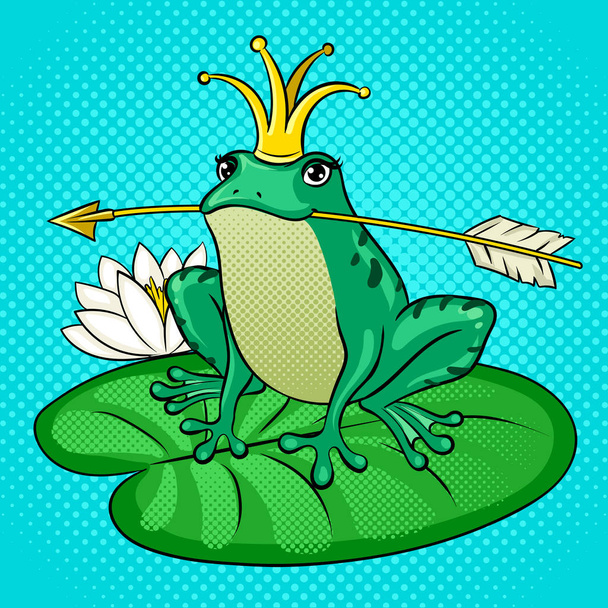 Princess Frog pop art vector illustration - Vettoriali, immagini