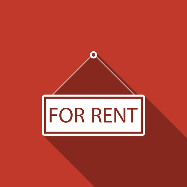 Hanging sign with text For rent icon isolated with long shadow. Flat design. Vector Illustration - Vector, Image