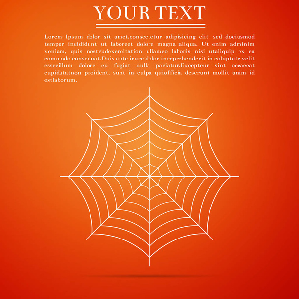 Ícone de teia de aranha isolado no fundo laranja. Assinatura Cobweb. Design plano. Ilustração vetorial
 - Vetor, Imagem