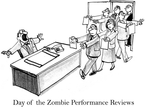 Día de los buscadores de trabajo zombie con currículums
 - Foto, Imagen