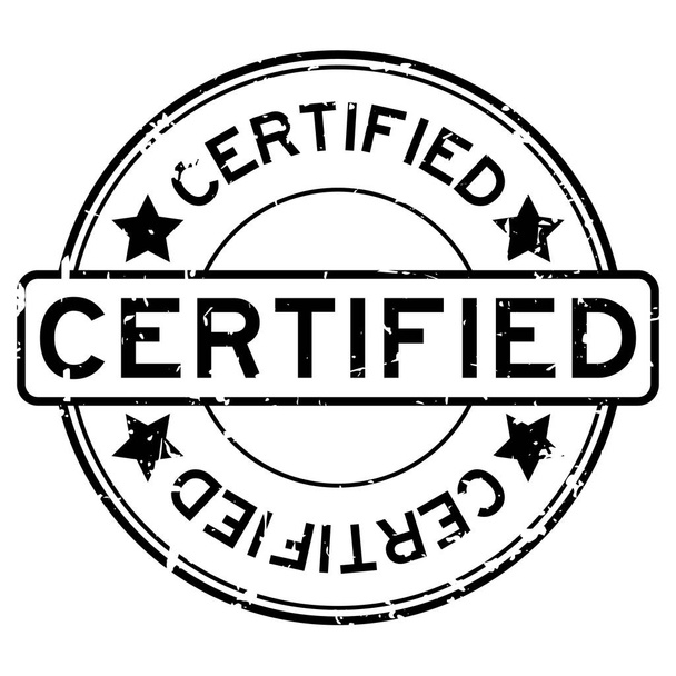Sello de sello de goma redondo de palabra certificada Grunge negro sobre fondo blanco
 - Vector, Imagen