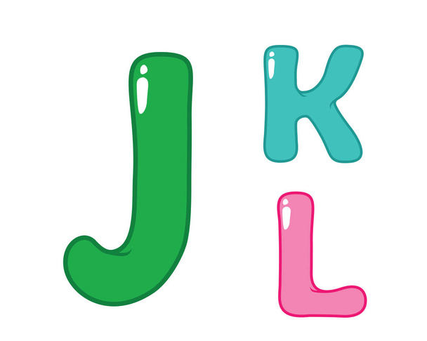 Modern Cute Eye Candy Balloon Alphabet Letter Set - j, k, l - Vector, afbeelding