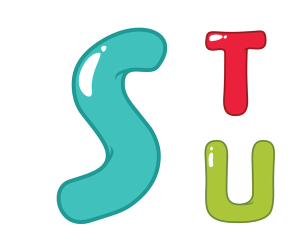 Σύγχρονο χαριτωμένο μάτι Candy μπαλόνι αλφάβητο επιστολής σετ - S, T, U - Διάνυσμα, εικόνα