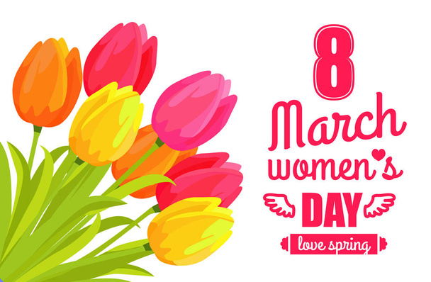 8 March Ladys Day Love Spring Vector Illustration - Вектор,изображение
