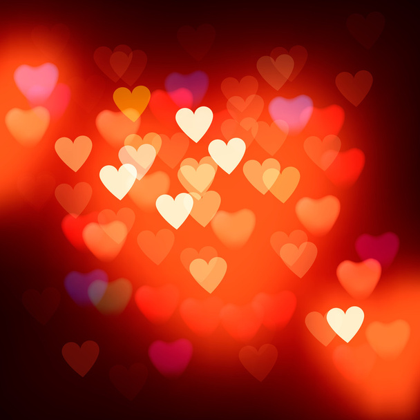 Blurred defocused lights background with hearts - Вектор, зображення