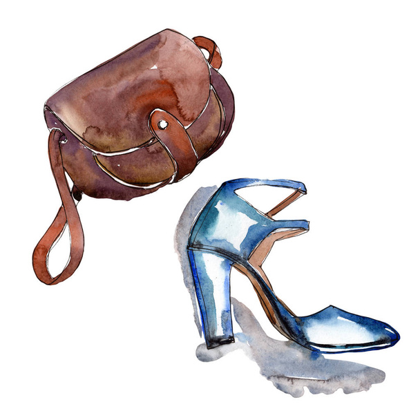 Fashionable accessories  glamour illustration. Clothes accessories set trendy vogue outfit. - 写真・画像