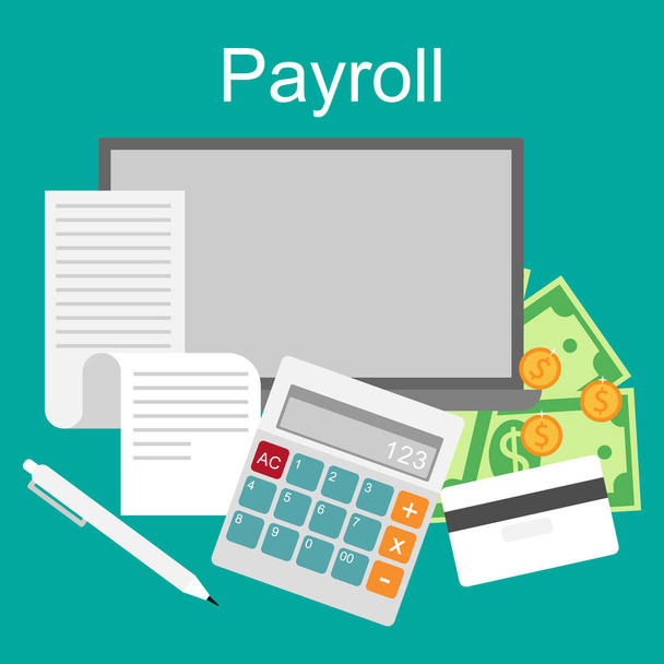 Payroll, invoice, taxation. Paying twice. - Vector, Image