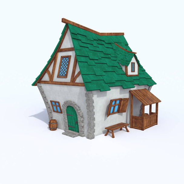 Стилізований середньовічний будинок. 3d ілюстрація
  - Фото, зображення