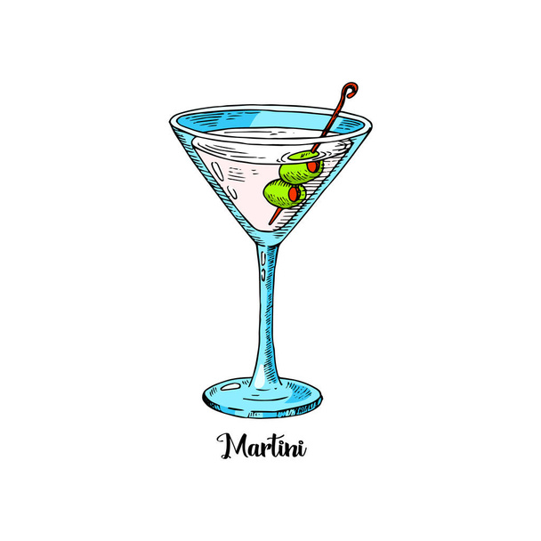 Contemporary Classic cocktail. Longdrink in Cocktail glass. - Vector, Image