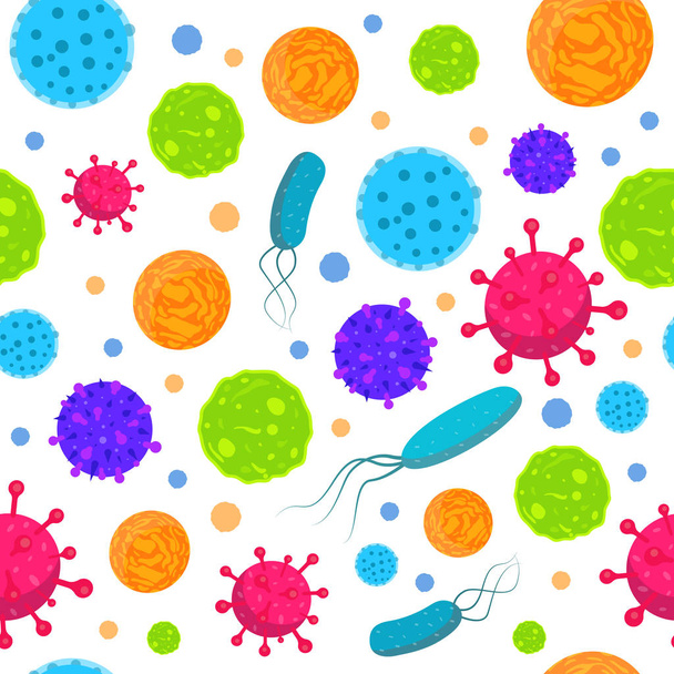 Enfeksiyon bakteri ve virüs vektör Biyoloji Yazdır arka plan. Biyoloji simgeler. - Vektör, Görsel
