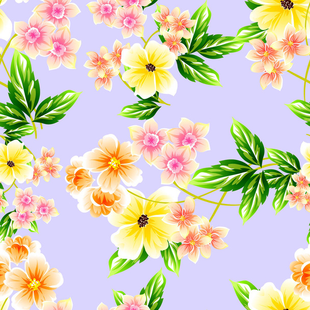 Colorful floral vintage style pattern on violet background - ベクター画像