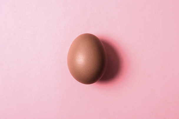 Minimalism. one rustic egg on light pink background - Фото, зображення