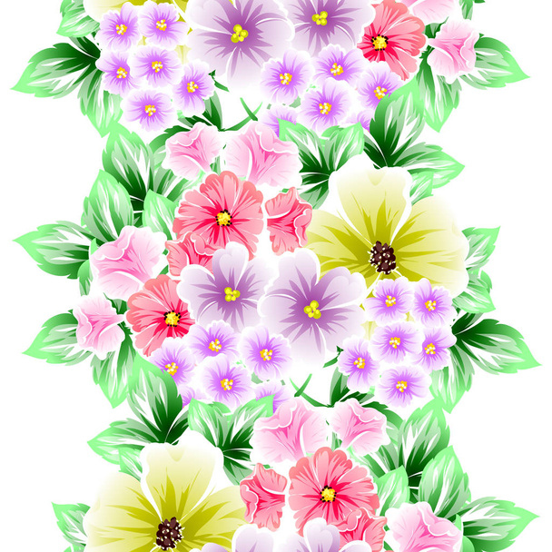 Colorful floral vintage style pattern on white background - Vettoriali, immagini