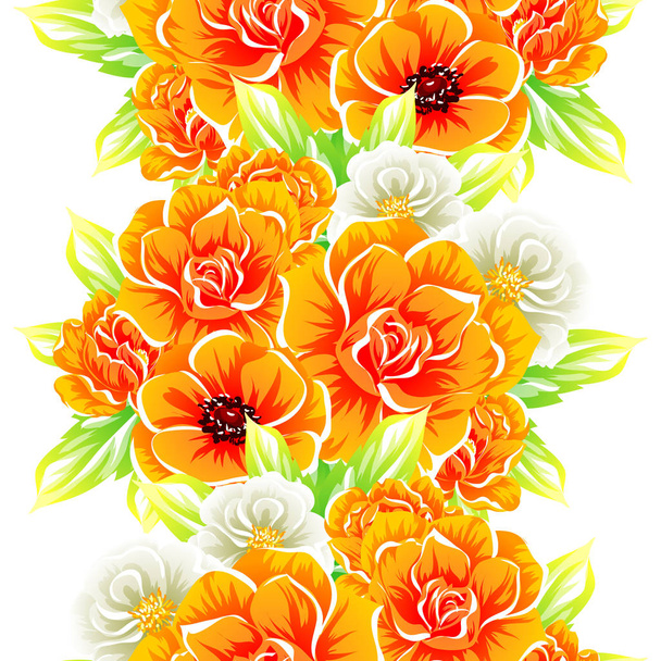 Kolorowy Styl vintage kwiatowy wzór na białym tle - Wektor, obraz