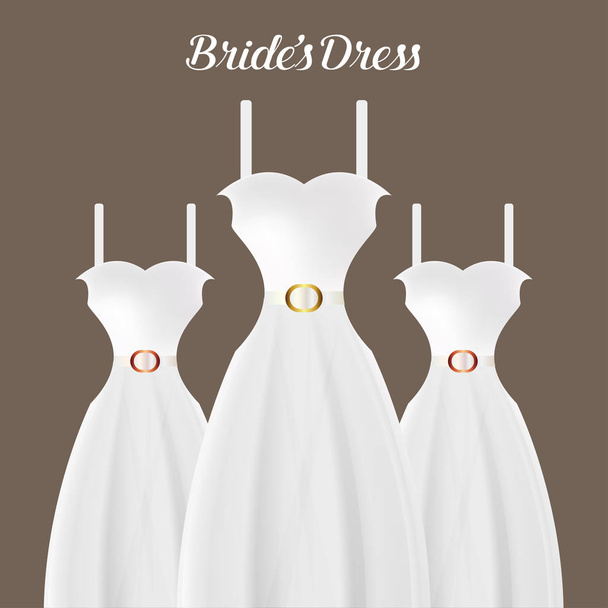 stylish wedding invitation card with bridesmaid dresses, vector, illustration  - Vector, Image