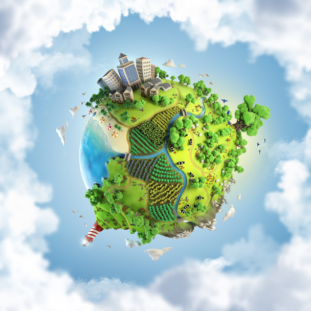 Globe concept of idyllic green world - Photo, Image