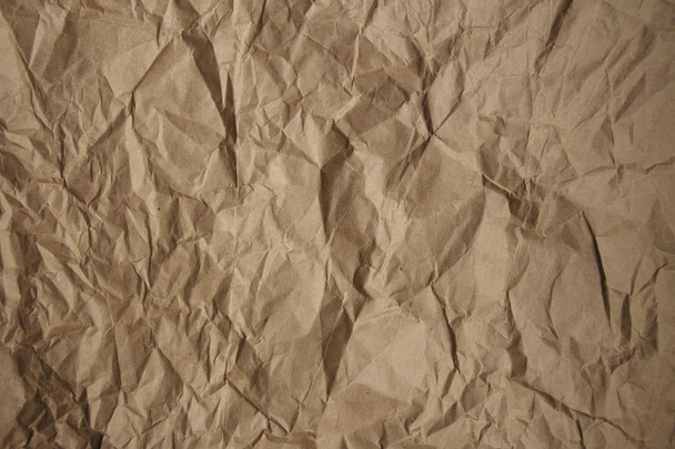 Brown rough crumpled recycled paper texture - Photo, Image