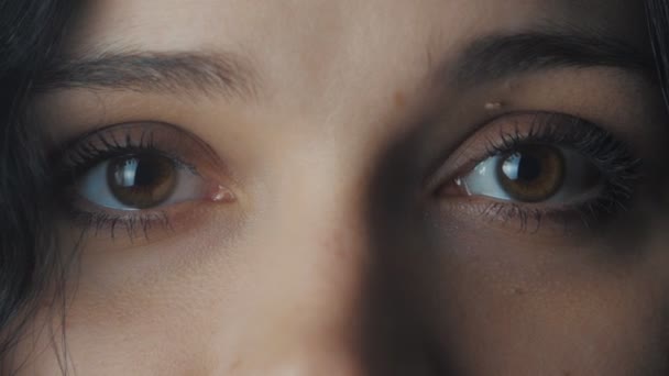 Detailní záběr velký Zenske hnědé oči - Záběry, video